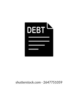 Ícone simples em preto e branco que representa um documento chamado 'DÍVIDA'.