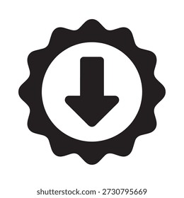 Icono blanco y negro simple que representa una flecha que apunta hacia abajo