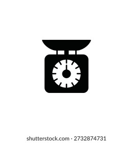 Simple black and white icon depicting a mechanical kitchen scale