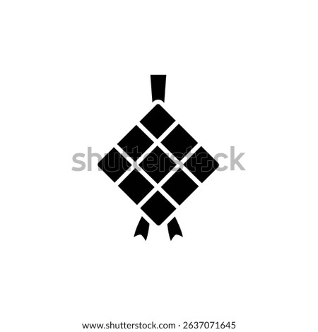 Simple black and white icon depicting a ketupat, traditional food for Eid