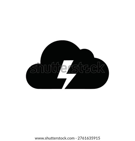 A simple black and white icon depicting a cloud with a lightning bolt, symbolizing a thunderstorm or severe weather.