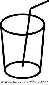Simple Black and White Icon of Drink with Straw