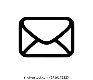 Un simple icono en blanco y negro de un sobre que representa la comunicación por correo electrónico