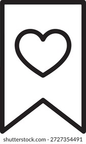 Un simple ícono blanco y negro con una forma de corazón en un Anuncio de cinta, aislado sobre un fondo blanco puro, perfecto para el día de San Valentín o diseños temáticos de amor