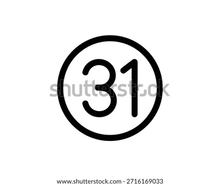 A simple black and white icon featuring the number 31 enclosed in a circle