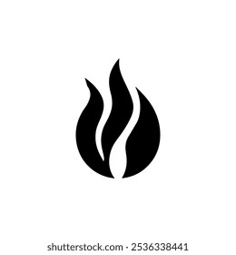 A simple, black and white icon of a flame. It represents heat, energy, and passion