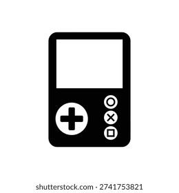Simple black and white icon of a handheld game console