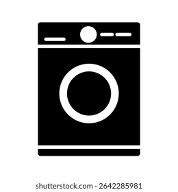 Simple black and white icon of a home appliance, representing modern kitchen and household electronics used for daily tasks. Ideal for home improvement designs, kitchen tool illustrations, and smart h