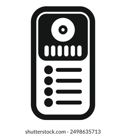 Simple black and white icon of an intercom system showing security