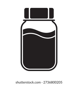 Simple black and white icon of a jar filled with liquid