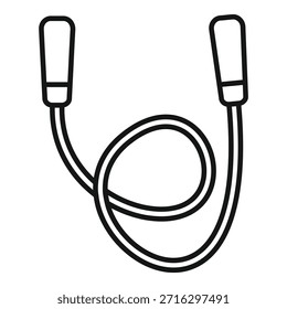 Icono blanco y negro simple de una cuerda de saltar, que simboliza el ejercicio, la aptitud y el estilo de vida saludable