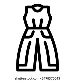 Simple black and white icon of a jumpsuit, representing women's fashion and style