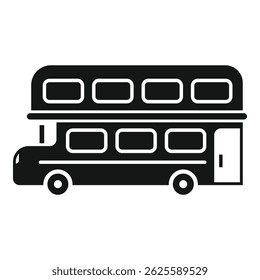 Simples ícone preto e branco de um ônibus de dois andares de Londres, representando turismo e transporte