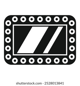 Einfaches schwarz-weißes Icon eines Schminkspiegels mit Lampenrahmen