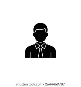 Icono blanco y negro simple de un hombre. Ideal para Imágenes de perfil o Elementos de interfaz de usuario.