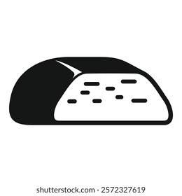 Simple black and white icon of a mozzarella cheese loaf