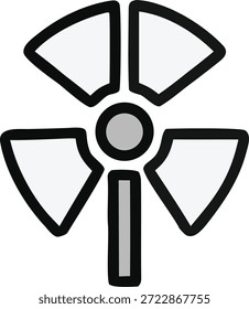 Ein einfaches schwarz-weißes Symbol einer Kernstrahlung auf einfarbigem Hintergrund