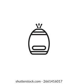 A simple black and white icon of an oval humidifier emitting mist from the top, featuring a horizontal slot on the front.