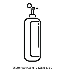 Simple black and white icon of an oxygen cylinder, commonly used in hospitals and medical settings for supplying oxygen to patients