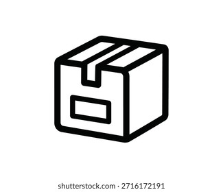 Un simple icono en blanco y negro de un contenedor de envío de embalaje