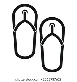 Simple black and white icon of a pair of flip flops for summer holidays