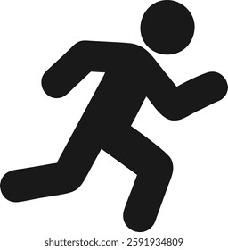 Simple black and white icon of a person running.