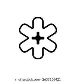 Un simple ícono en blanco y negro de un Iniciar sesión más una forma de estrella médica.