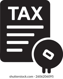 A simple, black and white icon representing a tax form with an eraser symbol, suggesting the concept of tax filing or adjustments.