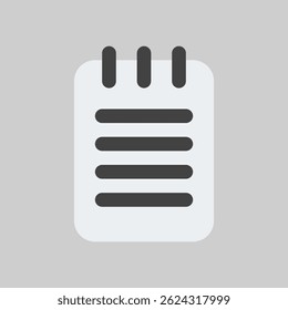 Simple black and white icon representing a notepad, ideal for UI, apps, and digital documentation.