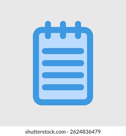 Simple black and white icon representing a notepad, ideal for UI, apps, and digital documentation.