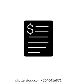 Simple black and white icon representing a financial document or invoice.