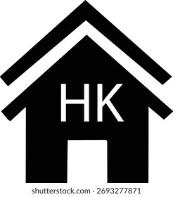 A simple black and white icon representing a house with the letters 'HK' inside, symbolizing home or real estate.