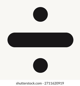 Um ícone simples em preto e branco que representa o símbolo matemático de divisão.