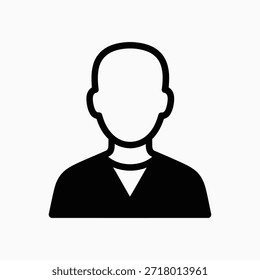 Um ícone simples, preto e branco que representa a silhueta de uma pessoa, com uma cabeça e ombros em branco.