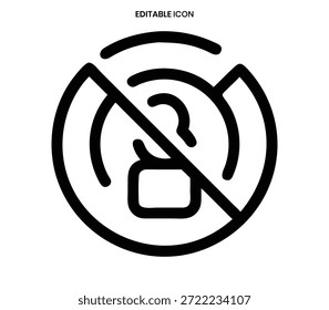 Simple, black and white icon representing a prohibition of smoking, commonly seen in public spaces.