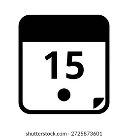 Un simple icono en blanco y negro que representa el decimoquinto día del mes.
