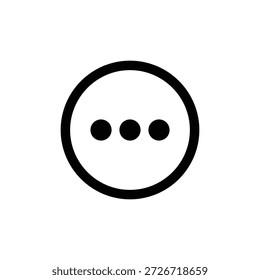 Icono simple en blanco y negro que representa más opciones o puntos suspensivos en un círculo