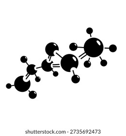 A simple black and white icon representing a molecular structure with interconnected spheres and lines.