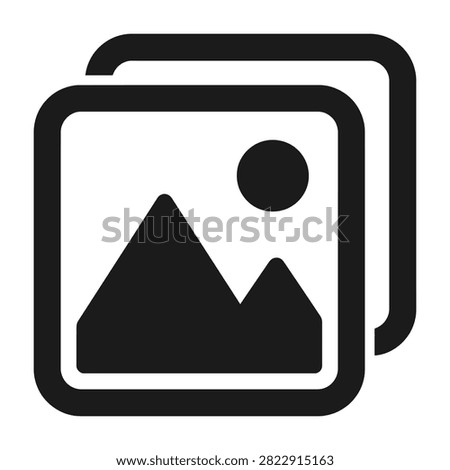 A simple black and white icon representing a placeholder for images or photos