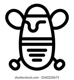 Simple black and white icon of a robot moving around on wheels