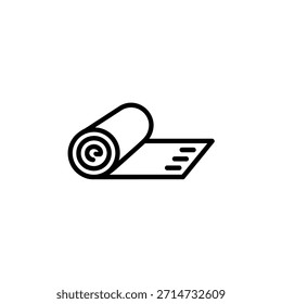 Simple black and white icon of a rolled up yoga mat