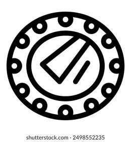Simple black and white icon of a round metal manhole cover with ventilation openings