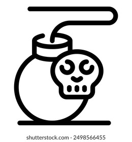 Simple black and white icon of a round bomb with a burning wick and a skull, perfect for halloween projects