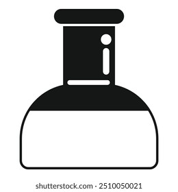 Simple black and white icon of a round bottom flask, commonly used for chemical reactions