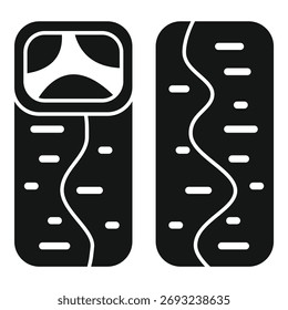 Simple black and white icon showing a shawarma wrap, ideal for restaurant menus and food apps