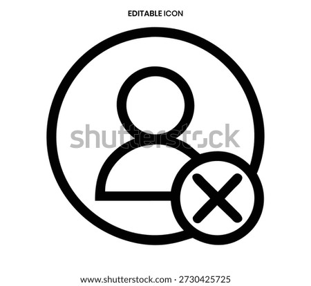 A simple black and white icon showing a user profile with a 'no' or cancel symbol.