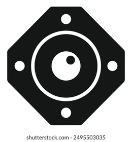 Simple black and white icon of a speaker, representing audio equipment and sound production