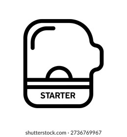 Simple black and white icon of a starter culture container with the word 'STARTER' written below it.