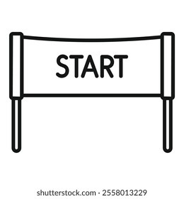 Simple black and white icon of a starting line banner representing a new beginning