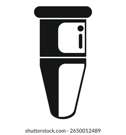 Ícone simples em preto e branco de um tubo de ensaio contendo uma amostra pronta para análise científica